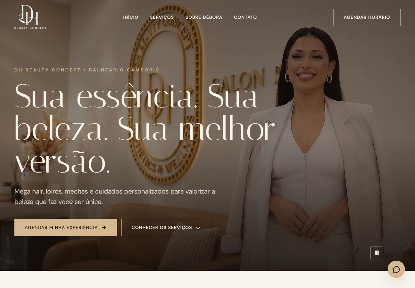Prévia da página inicial da DH Beauty